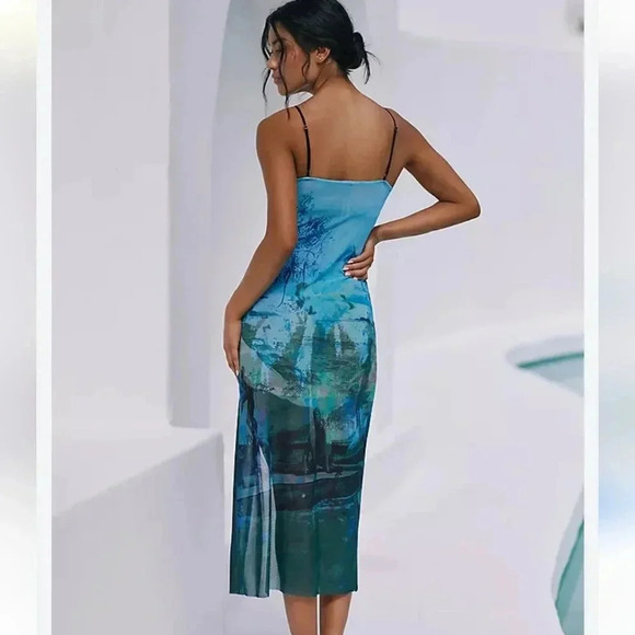 Anthropologie Sleeveless Sheath Midi Beach Cover up Dress Medium - Picture 2 of 8